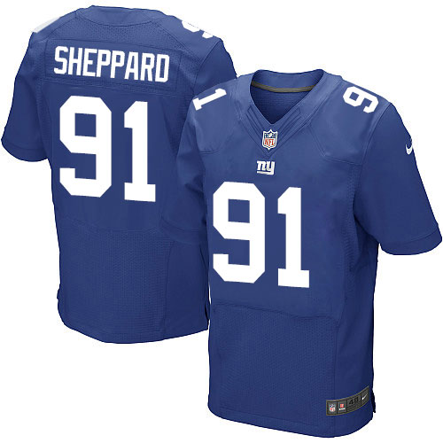 Men's Elite Kelvin Sheppard Nike Jersey Royal Blue Home - #91 NFL New York Giants